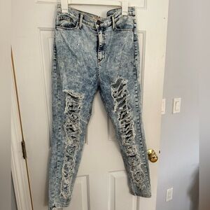 Distressed Blue Jeans